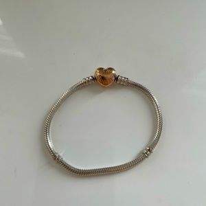 PANDORA Moments Heart Clasp Snake Chain Bracelet